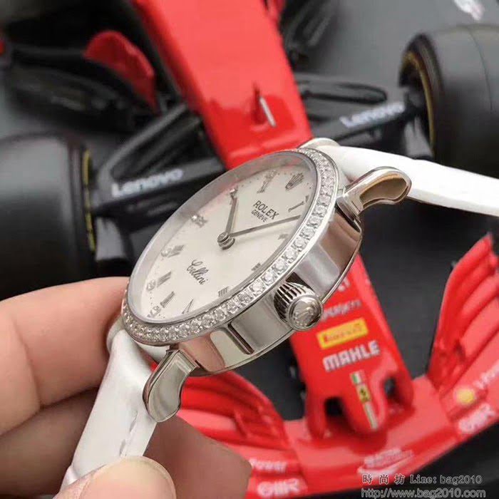 ROLEX勞力士 切利尼女款 全自動機械 藍寶仿刮鏡面 小牛皮錶帶 深度防水 女士腕表  wssb4214